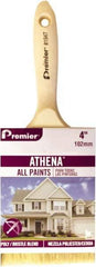 Premier Paint Roller - 4" Flat Polyester/Natural General Purpose Paint Brush Set - 3-1/2" Bristle Length, 6" Wood Beavertail Handle - Exact Tool & Supply