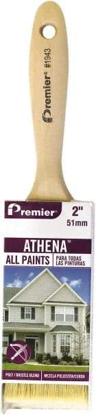 Premier Paint Roller - 2" Flat Polyester/Natural General Purpose Paint Brush - 2-1/2" Bristle Length, 5-1/8" Wood Beavertail Handle - Exact Tool & Supply