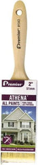 Premier Paint Roller - 2" Flat Polyester/Natural General Purpose Paint Brush - 2-1/2" Bristle Length, 5-1/8" Wood Beavertail Handle - Exact Tool & Supply