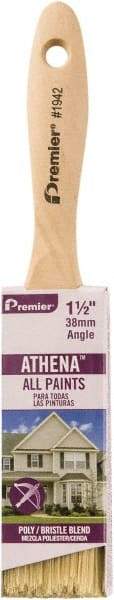 Premier Paint Roller - 1-1/2" Flat Polyester/Natural General Purpose Paint Brush - 2-1/4" Bristle Length, 5" Wood Beavertail Handle - Exact Tool & Supply