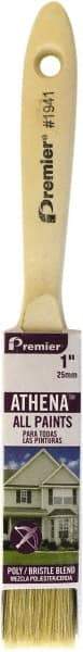 Premier Paint Roller - 1" Flat Polyester/Natural General Purpose Paint Brush - 2-1/4" Bristle Length, 5" Wood Beavertail Handle - Exact Tool & Supply