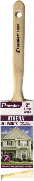 Premier Paint Roller - 2-1/2" Angled Polyester/Natural Angular Brush - 2" Bristle Length, 7" Wood Sash Handle - Exact Tool & Supply