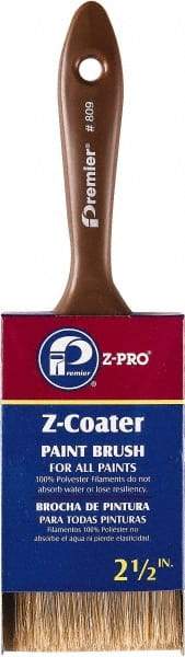 Premier Paint Roller - 2-1/2" Flat Polyester General Purpose Paint Brush - 2-3/4" Bristle Length, 5" Plastic Beavertail Handle - Exact Tool & Supply