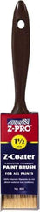 Premier Paint Roller - 1-1/2" Flat Polyester General Purpose Paint Brush - 2-1/4" Bristle Length, 5" Plastic Beavertail Handle - Exact Tool & Supply