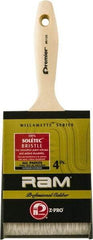 Premier Paint Roller - 4" Flat Polyester General Purpose Paint Brush - 2-3/4" Bristle Length, 4" Wood Beavertail Handle - Exact Tool & Supply