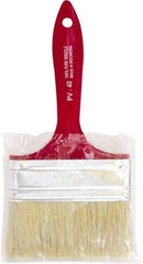 Premier Paint Roller - 4" Flat White China Bristle Chip Brush - 1-3/4" Bristle Length, 5-1/4" Plastic Beavertail Handle - Exact Tool & Supply