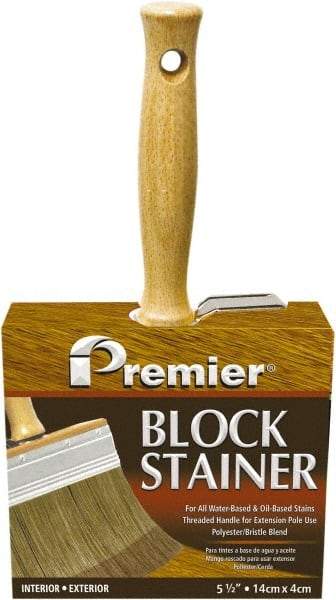 Premier Paint Roller - 6" Flat Polyester/Natural Stainer Brush - 3-1/4" Bristle Length, 5-1/4" Wood Threaded Wood Handle - Exact Tool & Supply