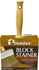 Premier Paint Roller - 6" Flat Polyester/Natural Stainer Brush - 3-1/4" Bristle Length, 5-1/4" Wood Threaded Wood Handle - Exact Tool & Supply