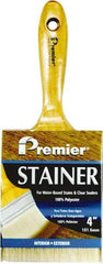 Premier Paint Roller - 4" Flat Polyester Stainer Brush - 3" Bristle Length, 6-1/2" Wood Beavertail Handle - Exact Tool & Supply