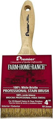 Premier Paint Roller - 4" Flat White China Bristle Stainer Brush - 2-5/8" Bristle Length, 6" Wood Beavertail Handle - Exact Tool & Supply