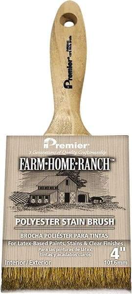 Premier Paint Roller - 2-1/2" Flat Polyester Stainer Brush - 2-3/4" Bristle Length, 6" Wood Beavertail Handle - Exact Tool & Supply