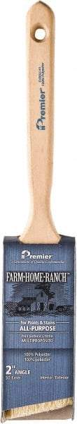 Premier Paint Roller - 3" Angled Polyester Angular Brush - 3" Bristle Length, 7" Wood Sash Handle - Exact Tool & Supply