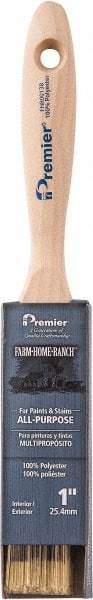 Premier Paint Roller - 1" Flat Polyester General Purpose Paint Brush - 2-1/4" Bristle Length, 5-1/4" Wood Beavertail Handle - Exact Tool & Supply