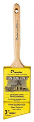 Premier Paint Roller - 3" Angled Nylon/Polyester Angular Brush - 3-1/4" Bristle Length, 7-1/2" Wood Sash Handle - Exact Tool & Supply