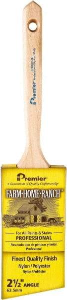 Premier Paint Roller - 2-1/2" Angled Nylon/Polyester Angular Brush - 3" Bristle Length, 7-1/4" Wood Sash Handle - Exact Tool & Supply