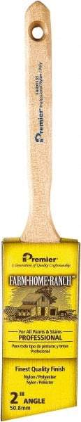 Premier Paint Roller - 2" Angled Nylon/Polyester Angular Brush - 2-3/4" Bristle Length, 7" Wood Sash Handle - Exact Tool & Supply