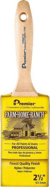 Premier Paint Roller - 2-1/2" Flat Nylon/Polyester General Purpose Paint Brush - 3" Bristle Length, 5-1/2" Wood Beavertail Handle - Exact Tool & Supply
