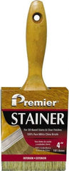 Premier Paint Roller - 4" Flat White China Bristle Stainer Brush - 2-3/4" Bristle Length, 5-1/4" Wood Beavertail Handle - Exact Tool & Supply