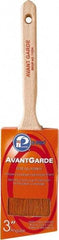 Premier Paint Roller - 3" Oval/Angle Polyester Sash Brush - 3-1/4" Bristle Length, 6-3/4" Wood Sash Handle - Exact Tool & Supply