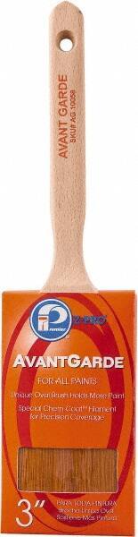 Premier Paint Roller - 3" Oval Polyester Sash Brush - 3-1/4" Bristle Length, 7-3/4" Wood Sash Handle - Exact Tool & Supply