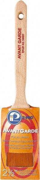 Premier Paint Roller - 2-1/2" Oval Polyester Sash Brush - 3" Bristle Length, 7-1/2" Wood Sash Handle - Exact Tool & Supply