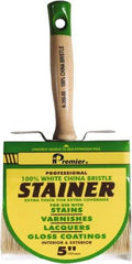 Premier Paint Roller - 5" Flat White China Bristle Stainer Brush - 3" Bristle Length, 5-1/4" Wood Threaded Wood Handle - Exact Tool & Supply