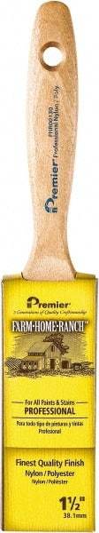 Premier Paint Roller - 1-1/2" Flat Nylon/Polyester General Purpose Paint Brush - 2-1/2" Bristle Length, 4-3/4" Wood Beavertail Handle - Exact Tool & Supply