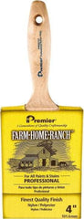 Premier Paint Roller - 4" Flat Nylon/Polyester General Purpose Paint Brush - 3-1/2" Bristle Length, 5-3/4" Wood Beavertail Handle - Exact Tool & Supply