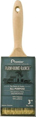 Premier Paint Roller - 3" Flat Polyester General Purpose Paint Brush - 3" Bristle Length, 5-3/4" Wood Beavertail Handle - Exact Tool & Supply