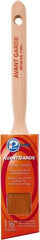 Premier Paint Roller - 1-1/2" Oval/Angle Polyester Sash Brush - 2-1/2" Bristle Length, 6-3/4" Wood Sash Handle - Exact Tool & Supply