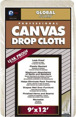 Premier Paint Roller - Medium Weight Plastic Drop Cloth - 12' x 9', 1 mil Thick, Off White, Leak Proof - Exact Tool & Supply