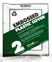 Premier Paint Roller - Medium Weight Plastic Drop Cloth - 15' x 12', 2 mil Thick, Off White - Exact Tool & Supply