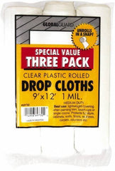 Premier Paint Roller - Medium Weight Plastic Drop Cloth - 12' x 9', 1 mil Thick, Off White - Exact Tool & Supply