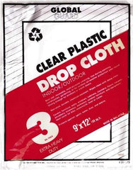 Premier Paint Roller - Medium Weight Plastic Drop Cloth - 12' x 9', 3 mil Thick, Off White - Exact Tool & Supply