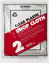 Premier Paint Roller - Medium Weight Plastic Drop Cloth - 12' x 9', 2 mil Thick, Off White - Exact Tool & Supply