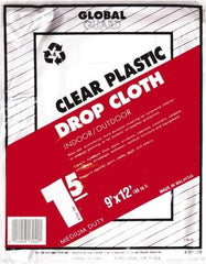 Premier Paint Roller - Medium Weight Plastic Drop Cloth - 12' x 9', 1.5 mil Thick, Off White - Exact Tool & Supply