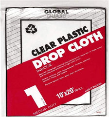 Premier Paint Roller - Medium Weight Plastic Drop Cloth - 20' x 10', 1 mil Thick, Off White - Exact Tool & Supply