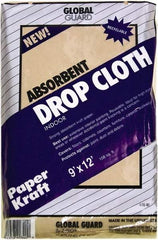 Premier Paint Roller - Medium Weight Paper Drop Cloth - 12' x 9', 1 mil Thick, Off White - Exact Tool & Supply