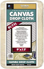 Premier Paint Roller - Heavy Weight Canvas Drop Cloth - 12' x 9', 1 mil Thick, Off White - Exact Tool & Supply