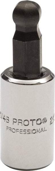 Proto - 1/4" Drive, 1/4" Hex Bit Socket - 1-1/2" OAL, 1.047" Bit Length, Ball End - Exact Tool & Supply