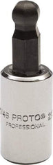 Proto - 1/4" Drive, 1/4" Hex Bit Socket - 1-1/2" OAL, 1.047" Bit Length, Ball End - Exact Tool & Supply