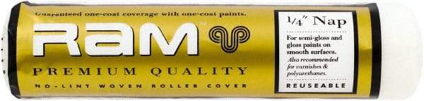 Premier Paint Roller - 1/4" Nap, 9" Wide Paint Roller Cover - Smooth Texture, Polyester - Exact Tool & Supply