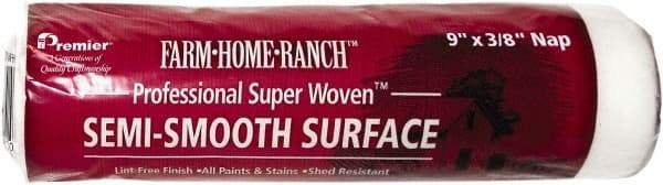 Premier Paint Roller - 3/8" Nap, 9" Wide Paint Roller Cover - Semi-Smooth Texture, Woven & Polyester - Exact Tool & Supply