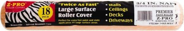 Premier Paint Roller - 3/4" Nap, 18" Wide Paint Roller Cover - Rough Texture, Polyester - Exact Tool & Supply