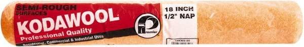 Premier Paint Roller - 1/2" Nap, 18" Wide Paint Roller Cover - Semi-Rough Texture, Polyester & Wool - Exact Tool & Supply