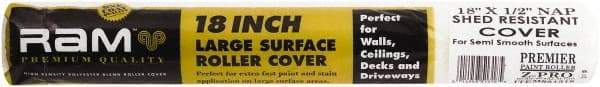 Premier Paint Roller - 1/2" Nap, 18" Wide Paint Roller Cover - Semi-Rough Texture, Polyester - Exact Tool & Supply