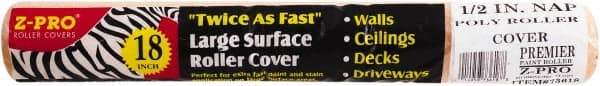 Premier Paint Roller - 1/2" Nap, 18" Wide Paint Roller Cover - Semi-Rough Texture, Polyester - Exact Tool & Supply