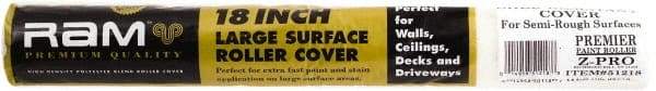 Premier Paint Roller - 3/8" Nap, 18" Wide Paint Roller Cover - Semi-Smooth Texture, Polyester - Exact Tool & Supply