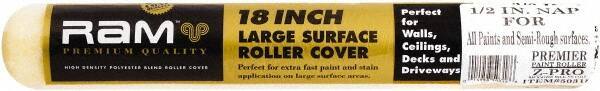 Premier Paint Roller - 1/2" Nap, 18" Wide Paint Roller Cover - Semi-Rough Texture, Polyester - Exact Tool & Supply