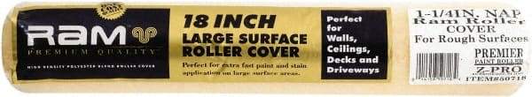 Premier Paint Roller - 1-1/4" Nap, 18" Wide Paint Roller Cover - Extra-Rough Texture, Polyester - Exact Tool & Supply